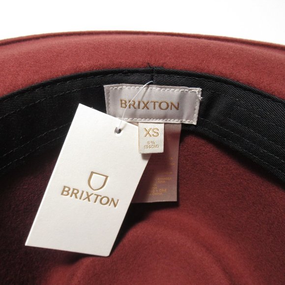 Brixton Joanna Packable Wool Felt Hat Dark Brick Red Brown - XS